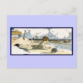 チャイルドオンビーチヴィンテージアート ポストカード (正面)