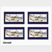 チャイルドオンビーチヴィンテージアート 長方形シール (シート)