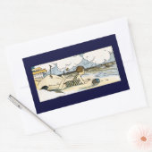 チャイルドオンビーチヴィンテージアート 長方形シール (封筒)