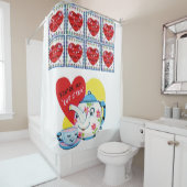 チャイルドカップ茶バレンタインのショーカーテン シャワーカーテン (インサイチュ)