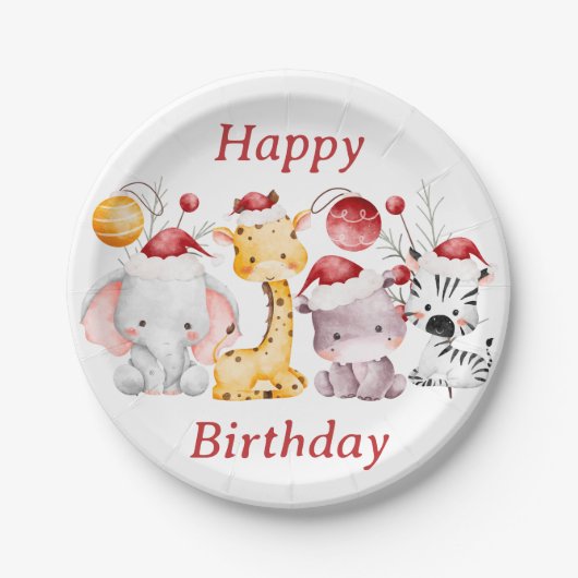 チャイルドクリスマスバースデーパーティー ペーパープレート (正面)