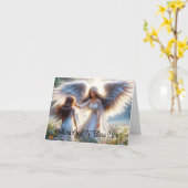 チャイルドグリーティングカード付き天使 カード (黄色い花)