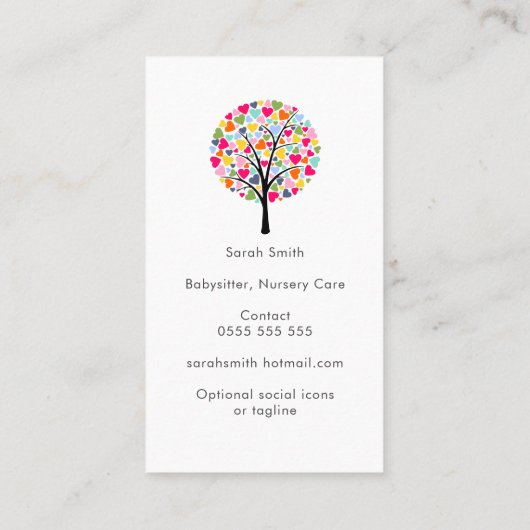 チャイルドケア & ベビーシッター事業カード | ナニー 名刺 (裏面)