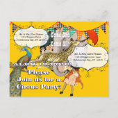 チャイルドサーカスエレファントピーコックキリンパーティー インビテーションポストカード (裏面)