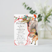 チャイルドサーカスエレファントピーコックキリンパーティー インビテーションポストカード (スタンド正面)