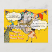 チャイルドサーカスエレファントピーコックキリンパーティー インビテーションポストカード (裏面)
