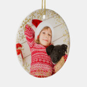 チャイルドズアニュアルクリスマス金ゴールド雪カスタム片 セラミックオーナメント (右)