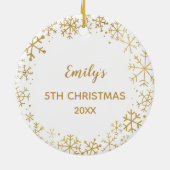 チャイルドズアニュアルクリスマス金ゴールド雪カスタム片 セラミックオーナメント (裏面)