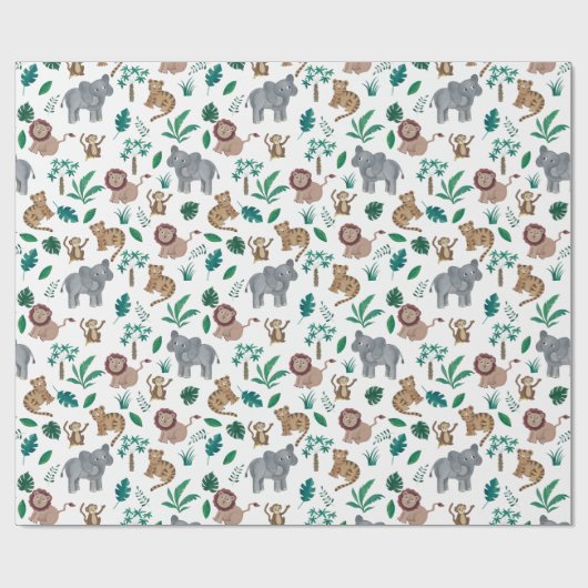 チャイルドズジャングル誕生日ギフトラップ ラッピングペーパー (フラット)