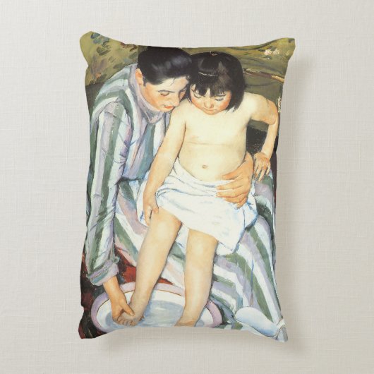 チャイルドズバスバイメアリーカッサットヴィンテージ印象派 アクセントクッション (裏面(縦))