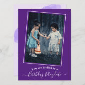 チャイルドズパープル誕生日プレイデートカスタム写真 招待状 (正面/裏面)