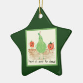 チャイルドズフードアート，グリーン セラミックオーナメント (左)