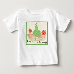 チャイルドズフードアート，グリーン ベビーTシャツ