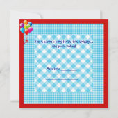 チャイルドズボーイ3rd誕生日パーティーブルーレッドイエロー 招待状 (裏面)