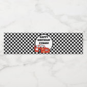 チャイルドズレッドレースカー白黒誕生日パーティー ペットボトルラベル (シングルラベル)