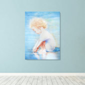 チャイルドダラー上のビーチ湖畔のウォーターシーン キャンバスプリント (インサイチュ (ウッドフロア))