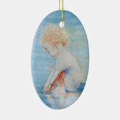 チャイルドダラー上のビーチ湖畔のウォーターシーン セラミックオーナメント (右)
