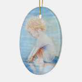 チャイルドダラー上のビーチ湖畔のウォーターシーン セラミックオーナメント (左)