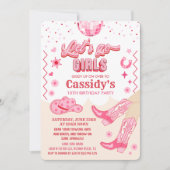 チャイルドディスコ女性のカーボーイ誕生日パーティーの招待 招待状 (正面)