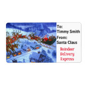 チャイルドネームはサンタクロースがプレゼントにパーソナライズ ラベル (正面)
