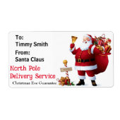 チャイルドネームはサンタクロースがプレゼントにパーソナライズ ラベル (正面)