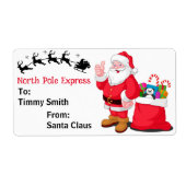 チャイルドネームはサンタクロースがプレゼントにパーソナライズ ラベル (正面)