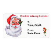 チャイルドネームはサンタクロースがプレゼントにパーソナライズ ラベル (正面)