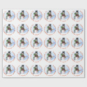 チャイルドネームサンタ雪だるまキャンディーケーン ラッピングペーパー (フラット)