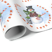 チャイルドネームサンタ雪だるまキャンディーケーン ラッピングペーパー (ロールコーナー)