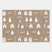 チャイルドネームブラウンクラフトクリスマス ラッピングペーパーシート (正面)