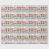 チャイルドネーム簡単読サンタクロースキュートクリスマス ラッピングペーパー (フラット)