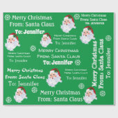 チャイルドネームSanta Christmas Green Gift ラッピングペーパー (フラット)