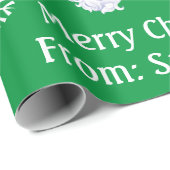 チャイルドネームSanta Christmas Green Gift ラッピングペーパー (ロールコーナー)