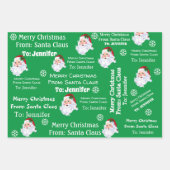 チャイルドネームSanta Christmas Red Green Gift ラッピングペーパーシート (正面2)