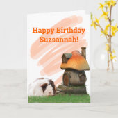 チャイルドハッピーバースデーモルモットきのこハウス カード (黄色い花)