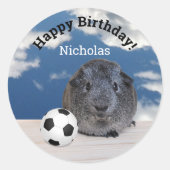 チャイルドハッピーバースデーモルモット・サッカーボール ラウンドシール (正面)