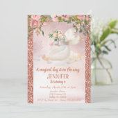 チャイルドバラ金ゴールドグリッターかわいらしユニコーンペガサス 招待状 (スタンド正面)