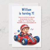 チャイルドバースデーパーティーレースカー招待状 招待状 (正面)