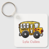 チャイルドパーソナライズされたバックパックラベルスクールバス キーホルダー (正面)