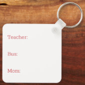 チャイルドパーソナライズされたバックパックラベルスクールバス キーホルダー (裏面)