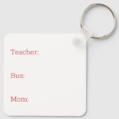 チャイルドパーソナライズされたバックパックラベルスクールバス キーホルダー (裏面)