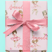 チャイルドパーソナライズされたバレエバレリーナピンクかわいらしク ラッピングペーパー
