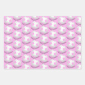 チャイルドパーティーピンク&ホワイトギニーブロッコサッカーボール ラッピングペーパーシート (正面)