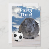 チャイルドパーティー白黒ギニアピッグサッカーボール 招待状 (正面)