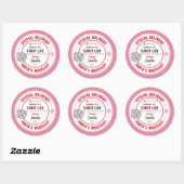 チャイルドピンクのギフトラベルにサンタをプレゼント ラウンドシール (シート)