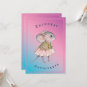 チャイルドピンクブルーガーリーラットマウス個人誕生日 カード (正面/裏面インサイチュ)