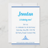 チャイルドファースト誕生日ブルーストライプズ帆船 招待状 (裏面)