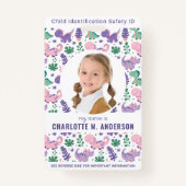 チャイルドフォト緊急IDかわいい子供の識別 バッジ (正面)