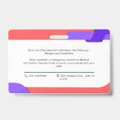 チャイルドフォト緊急ID識別カードバッジ バッジ (裏面)