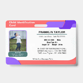 チャイルドフォト緊急ID識別カードバッジ バッジ